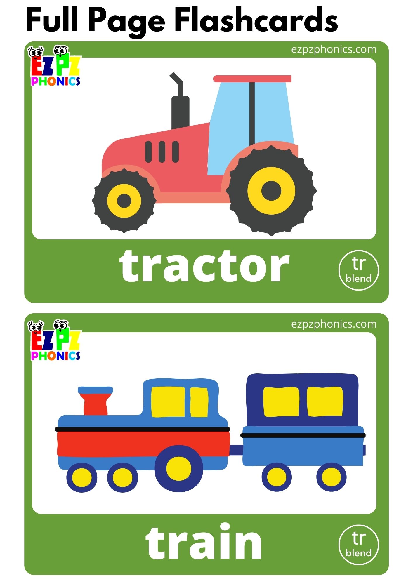 TR Blends Phonics Flashcards with Images and Words Download Free Printable PDF or View Online For Teaching Phonics to Kindergarten and ESL Students